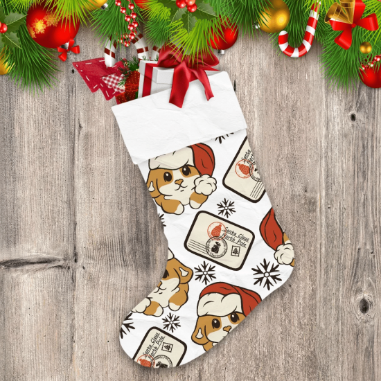 Letter For Santa Claus Corgi Dog In Santas Hat Christmas Stocking